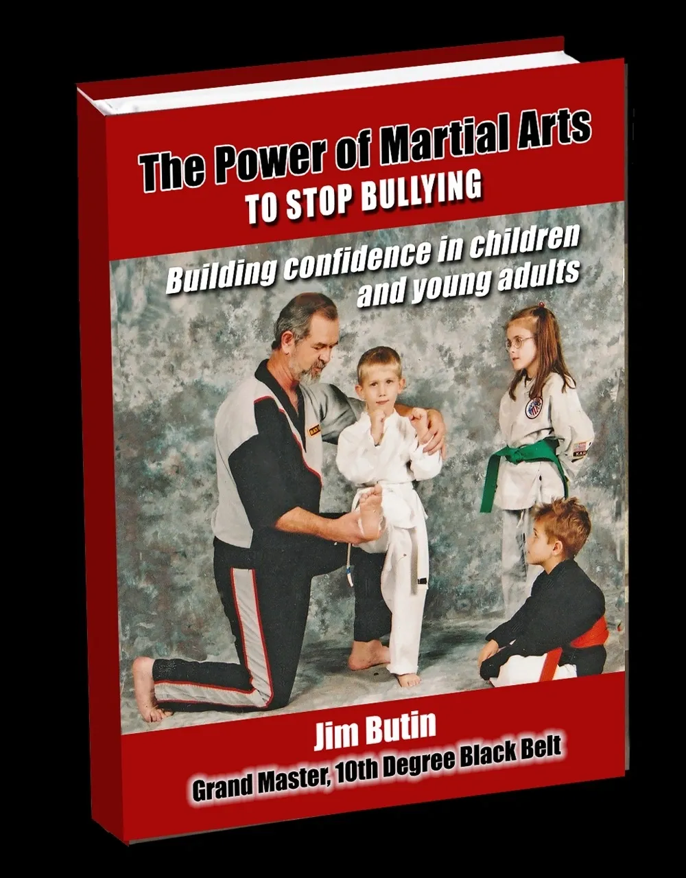 Martial arts instructor teaching kids about confidence and anti-bullying.
